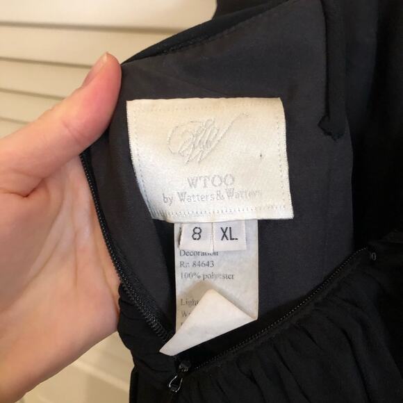 Watters & Watters Black Chiffon Floral Length Maxi Dress - Picture 6 of 7